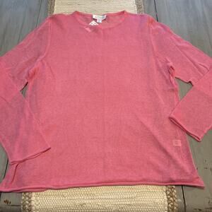 NWT CJ Banks Bubblegum Pink Loose Knit Crew Neck Sweater Women’s Sz 1X Preppy